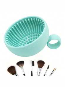 1 件无味刷子清洁垫，带刷子清洁垫，硅胶化妆刷清洁碗，适用于眉刷、腮红刷、面部刷和眼刷 - 彩色 - 查看 3