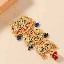 Middle East Luxury Enameled Bead And Tassel Decor Women Necklace, Matches Clothing - Gold - View 2