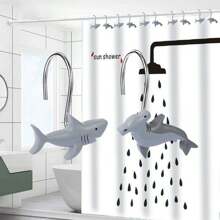 12 Pcs Grey Metal Resin Shark Ocean Animal Series Shower Curtain Hooks, Bathroom Accessories & Home Decor