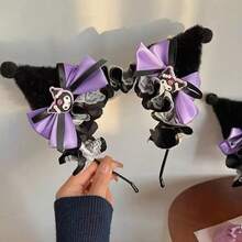 Sanrio 1 buc drăguț Kuromi prințesă stil bentiță, cerc de păr cu desene animate, accesoriu de păr stil Lolita pentru fete