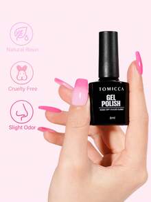 7件套8毫升霓虹粉色凝胶指甲油+底油+封层套装，长效刷头凝胶指甲油套装，长效可卸UV/LED灯，适合初学者在家DIY，专业美甲沙龙或作为礼物赠送。 - 彩色 - 查看 3