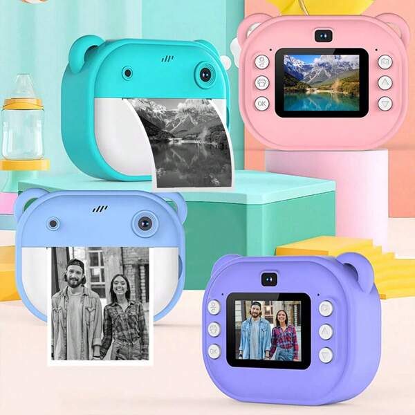 NetHong Fotocamera a stampa istantanea con doppio obiettivo | Selfie HD 1080P, stampante e carta incluse + 32 GB | Compatta e facile da usare per bambini dai 3 anni in su | Regalo ideale