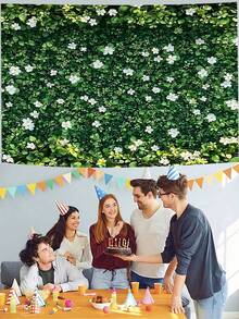 1 Stück - Riesige Frühlings Blumen Wanddekoration - grüne Blätter weiße Blumen Thema Hintergrund ohne Strom benötigt, beständiger Polyester für Innen und Außen, Dekoration für Veranstaltungen, Hochzeiten, Partys, Foto Hintergrund, Wandkunst Zuhause, Bankettszene Aufstellung - Verschiedenfarbig - Übersicht 5