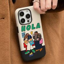 A European And American Style 'Hello Girl' Design Phone Case With Anti-Slip Texture To Protect The Phone From Drops. This Phone Case Is Suitable For IPhone 11 To 16 Series, Showcasing A Fashionable And Creative Design. - Mix Color 1 - View 2