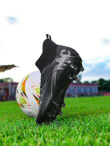 Up run 新款轻便男式足球鞋，适合男孩女孩户外运动鞋，钉鞋足球训练鞋，耐磨减震四季跑步鞋，弹力鞋，足球比赛鞋。 - 黑色 - 查看 3