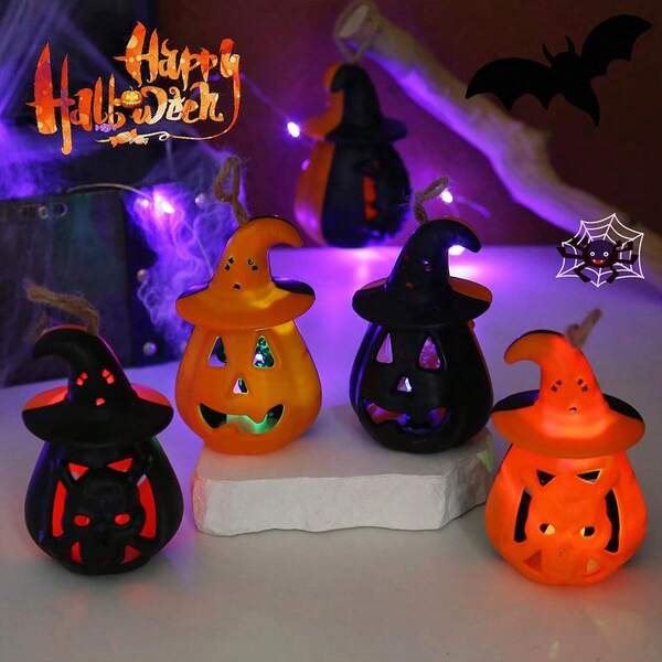 1pc Double-Sided Halloween Pumpkin Hanging Lamp, Spooky Decoration, Funny Lighting Fixture, LED Candle, Festive Tabletop Decor, Holiday Party Decoration, Illuminating Decor, Room Decoration, Desk Lamp, Gift, Nightlight, Outdoor/Indoor Venue Prop, New LED Horse Lamp (Battery Operated)