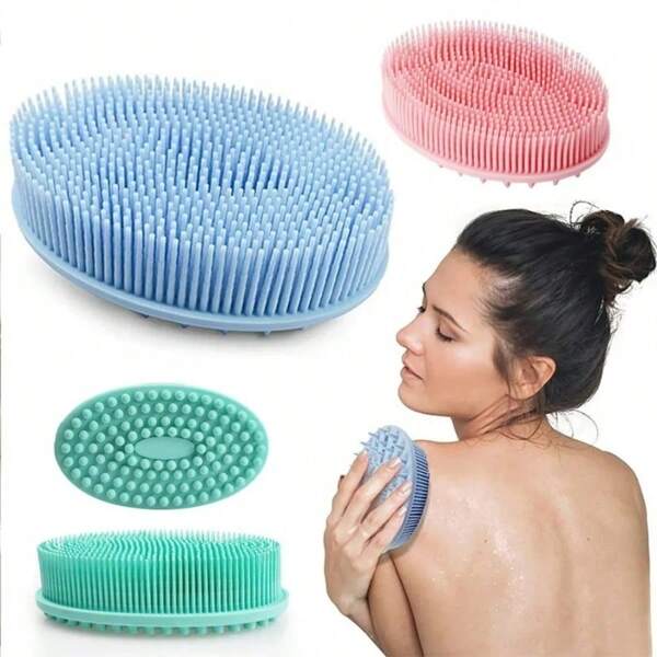 Cepillo de silicona, esponja de ducha de bebé, toalla de masaje seco, silicona para el Body, estropajo de espalda