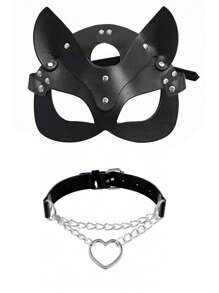 Juego de 2 piezas/1 pieza de mascarilla con cara de gato sexy y juguetona para mujer, ajustable, para uso diario, Halloween, Navidad y accesorios para fiestas