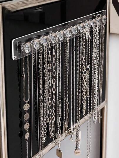 Organizador de joias de acrílico para parede, 1 peça - Suporte quadrado resistente com capacidade de 500g para colares, pulseiras, brincos e anéis - Prateleira de exposição de plástico durável que economiza espaço, adequada para casa ou boutique, design minimalista, material transparente, organizador de joias para pendurar