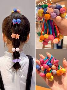 Set da 10 elastici per capelli multicolori semplici per bambine, accessori per capelli resistenti, fasce per capelli versatili, corda per capelli, adatti per l'uso quotidiano.