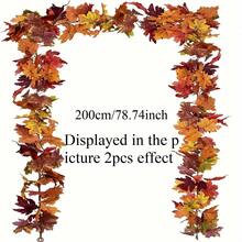 68.89 Feet Fall Leaf Garland - Artificial Maple Leaves Hanging Vines With Realistic Autumn Colors, Perfect For Thanksgiving, Halloween, Wedding, Christmas,Fireplace, Party, Porch& Home Decor - Durable & Weather- For Indoor/Outdoor Seasonal Decoration - Burnt Orange - View 3