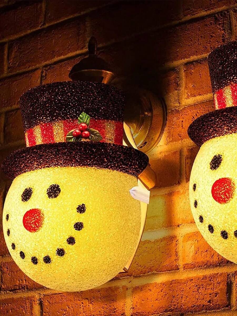 Snowman Christmas Porch Lampshade, Christmas Outdoor Decoration Holiday Lampshade, Suitable For Porch Lights, Garage Lights, Large Lamps, Christmas Outdoor Decoration Holiday Lampshade, Suitable For Porch Lights, Garage Lights, Large Lamps Installation. - Multicolor - View 1