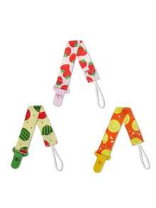 Kit 3 Universal Pacifier Clips For Babies - Unisex Clip - Strawberry + Watermelon + Lemon - View 5