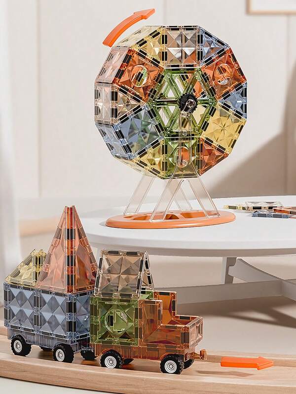 50pc78pcs Set Box Nature Series Color Window Magnetic Chip Forest Series Educational Building Puzzle Toys, Multifunctional Magnetic Building Blocks For Children's Puzzle Boys And Girls Children's Holiday Christmas