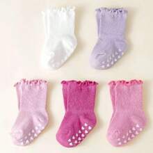 5双/包 宽松荷叶边袖口女婴袜子，0-5岁 - 彩色 - 查看 4