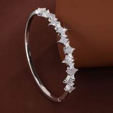 1 pièce Bracelet pour femme avec design élégant d'arrangement géométrique d'étoile à quatre branches, incrusté de zirconium synthétique - Multicolore - Voir 5