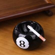 Unique Black Eight Ceramic Ashtray - Perfect For Billiard Rooms, Home Bars & Parties - Ideal Gift For Men & Creative Birthday Presents