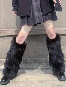 Women's Faux Fur Leg Warmer,Winter Furry Long Boot Cuffs Cover - Multicolor - View 8