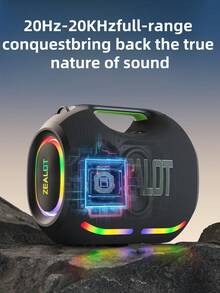 ZEALOT ZE21 250W Wireless Speaker, Outdoor Portable, Bluetooth Speaker, 48000mAh Long Battery, With RGB Color Lights, Up To 8 Hours Of Playback Time, Supports Mobile Phones/Tablets/TVs. Compatible With SD Card/USB/AUX, Serial Pairing Function, Suitable For/Car/Outdoor/Camping/Beach/Party - Black - View 6