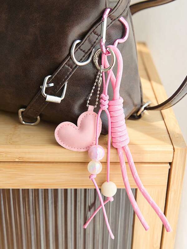 1pc Sweet Love Strap INS Style Niche Korean Bag Pendant Keychain Pendant High-End Mobile Phone Lanyard, Maillard Color Bag Accessories, Suitable For Daily Wear, Retro Charm Wallet Bag Backpack Car Pendant, Simple And Versatile Fashion, Can Be Used As A Family Gift, Friend Gift, Classmate Gift, Birthday Gift, Christmas Gift, Teacher Gift, Souvenir Valentine's Day Gift