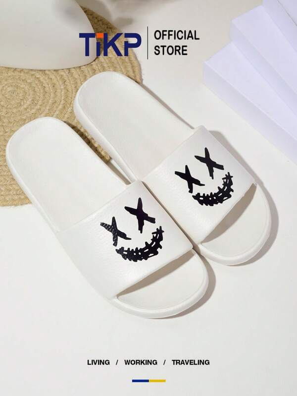 TIKP Men's EVA Anti-Slip Sandals, Lightweight Open Toe Quick Drying Slippers, For Indoor/Bathroom/Outdoor/Beach, Personalized Printed Couple House Slippers