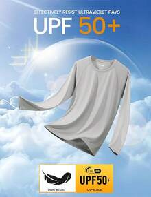 Men's Long Sleeve Shirts UPF 50+ UV Sun Protection Athletic Shirts For Hiking Running Workout Rash Guard-2025 - Grey - View 5