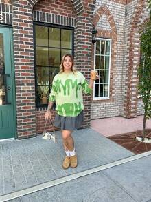 Boho Plus Size Fall And Winter Fashion Casual Vacation Simple Colorblocking Art Pattern Jacquard Round Neck Long Sleeve Sweater Pullover Brunch Outfits For Women Plus Size Halloween Sweater Christmas Clothes