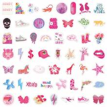 50pcs Pink Preppy Stickers Vinyl Aesthetics Stickers Decals For Scrapbook, Journaling, Laptop, Bumper, Skateboard, Water Bottles, Computer, Phone, Cartoon, Helmets, Cars - Multicolor - View 4