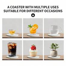 12pcs/Set Gray Series Round (4.33inch) Coaster Set, Minimalist Handwoven Thick Heat-Resistant Drink Coasters, Suitable For Most Cups, Suitable For Home, Dining Table Decor, Applicable To Bar, Cafe, Restaurant