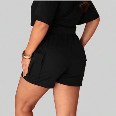 PLUS SIZE SHORT CARGO moletinho feminino comforto e estilo cintura alta (GG-G1-G2-G3)