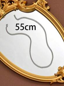 Personalized Cuban Link Necklace, Stainless Steel Hip Hop Fashion Versatile Unisex Neck Chain For Sweatshirt - Silver - View 4