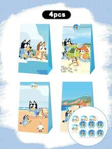 Decoraciones de fiesta de Bluey, productos de decoración de fiesta con tema de animación de dibujos animados, productos de cajas de regalo con tema de dibujos animados, cajas de regalo con tema de dibujos animados, cajas de dulces, regalos de fiesta, decoraciones de juego perfectas, bolsas de papel para regalos de cumpleaños, la mejor opción para decoración de regalos - Multicolor - Ver 10