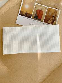 1件装ins风荷叶边宽弹力发带，女士发饰头巾时尚女士围巾时尚发圈 - 彩色 - 查看 5