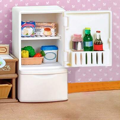 1pc Dollhouse Furniture Miniature Refrigerator: Single Door Fridge Model With Upper And Lower Compartments, 1/12 Scale Realistic Kitchen Appliance Toy Model For Living Room, Dining Room, Bedroom Decor