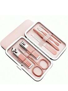 1 Juego de Kit de Cuidado de Uñas de 8 en 1 que incluye cortaúñas, herramientas de arreglo y pedicura, juego de cuidado personal con estuche de viaje, gran regalo para hombres, mujeres, familia y amigos