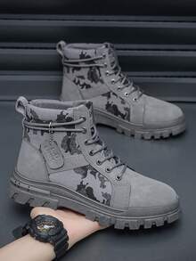 Teens/Adults All-Season Plus Size Boots, Unisex, British Style, Climbing, Travel, Anti-Slip, Durable, Thick Sole, Outdoor Casual Work Leather Boots - Multicolor - View 6