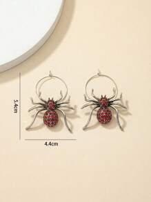 一对创意红蜘蛛水钻耳环，万圣节独特暗黑风格，小众节日礼物