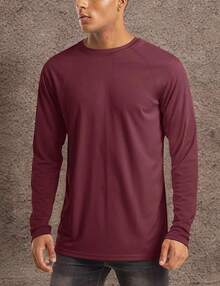 Men's Long Sleeve Shirts UPF 50+ UV Sun Protection Athletic Shirts For Hiking Running Workout Rash Guard-2025 - Wine - View 3