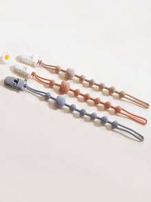 3pcs Baby Bear Design Anti-Lost Hanging Strap, Silicone Leash Clip Suitable For Bottles, Pacifiers, Teethers, Toys, Portable Baby Anti-Drop Chain