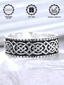 1 chiếc nhẫn phong cách Punk Celtic Knot bạc Sterling S925, trang sức không gây dị ứng, thích hợp cho Halloween, sinh nhật, quà tặng ngày lễ tình nhân, hàng ngày, trang trí tiệc tùng, đi kèm hộp quà - Màu Đen Súng - Xem 6