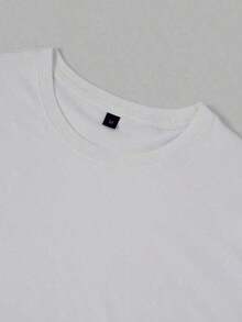 Men's Simple Printed Short Sleeve Round Neck T-Shirt - Manfinity Chillmode - 白色 - 查看 6