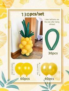 65 件 1/2 套菠萝柱气球套装，包含黄色和深绿色乳胶气球，适用于生日装饰、夏威夷 Luau Aloha 热带夏季海滩派对、礼物、夏季派对、水果主题庆祝活动、大气场景装饰