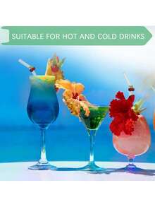 6 Pcs Glass Cherry Drink Straws Reusable Clear Bent Straw Cute Transparent Cocktail Straw Decorative Curved Drinking Straws With Cleaning Brush For Coffee Juice, For Teacher's Gift - Multicolor - View 3