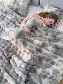 1pc Luxury Tie Dye Faux Fur Blanket - Soft, Warm, Cozy, Multipurpose, Suitable For All Seasons - Perfect For Bedroom, Guest Room, Living Room, Dorm, Car, Sofa Throw, Travel & Outdoor