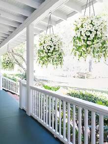 2pcs/4pcs/6pcs White Artificial Hanging Petunias White Flower, 29.52inch Plant Silk Artificial Flowers Vine Green Eucalyptus Plants Outdoor UV Protection,Flowers For Home, Hotel, Office, Wedding, Party, Garden, Porch, Farmhouse Decor, Indoor/Outdoor Use, No Container,Fake Plants For Year-Round Decoration ﻿ - Eucalyptus Morning Glory - White - View 7