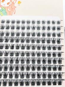 120pcs/10 Rows D-Curl Segmented False Eyelashes, Cute & Thick Fake Lashes, DIY Eyelash Extension, In Stock - Black - View 4