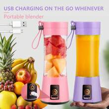 380ml Portable Blender Cup, Electric USB Juicer, Mini Blender, Suitable For Milkshakes And Salads, Juicing, Six-Blade, Powerful Stirring, Very Suitable For Stirring Use - Hồng - Xem 4