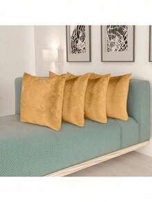 Kit Of 4 Decorative Cushion Covers With Jacquard Zipper - Gold - View 1