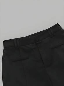 LIU ME Women's Tailored Trousers With Fake Pocket – High Waist And Wide Leg Pants - Black - View 4