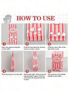 1/10/20/50个爆米花纸袋，爆米花机用爆米花袋，家庭聚会/晚餐用爆米花袋 - 家庭聚会或晚餐的必备用品 - 适用于万圣节/圣诞节爆米花和其他食物的包装袋